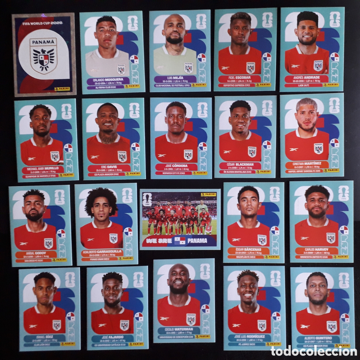 Fu&szlig;ball-Sticker: 20 CROMOS PANAM&Aacute;, EQUIPO COMPLETO MUNDIAL F&Uacute;TBOL 2026 FIFA WORLD CUP PANINI SIN PEGAR