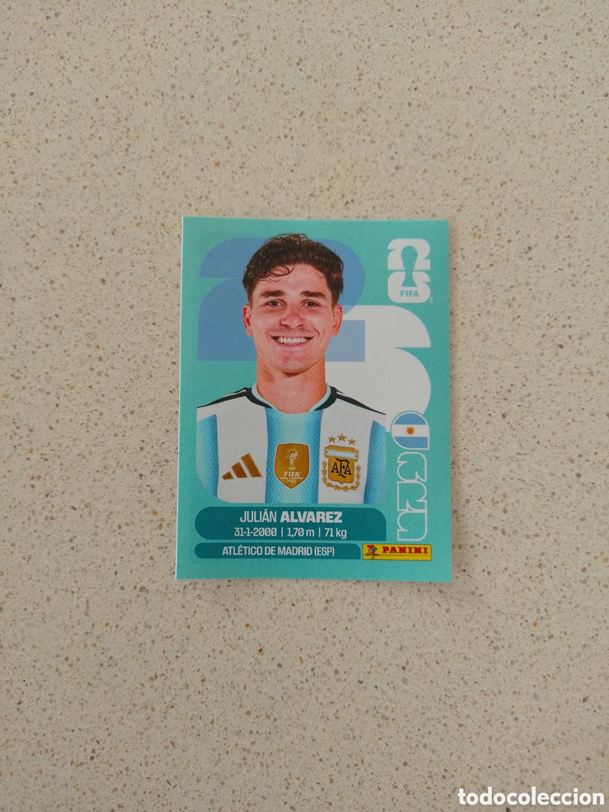 Cromos de F&uacute;tbol: CROMO N&Uacute;MERO 19 JULI&Aacute;N &Aacute;LVAREZ ARGENTINA. MUNDIAL 2026. PANINI.
