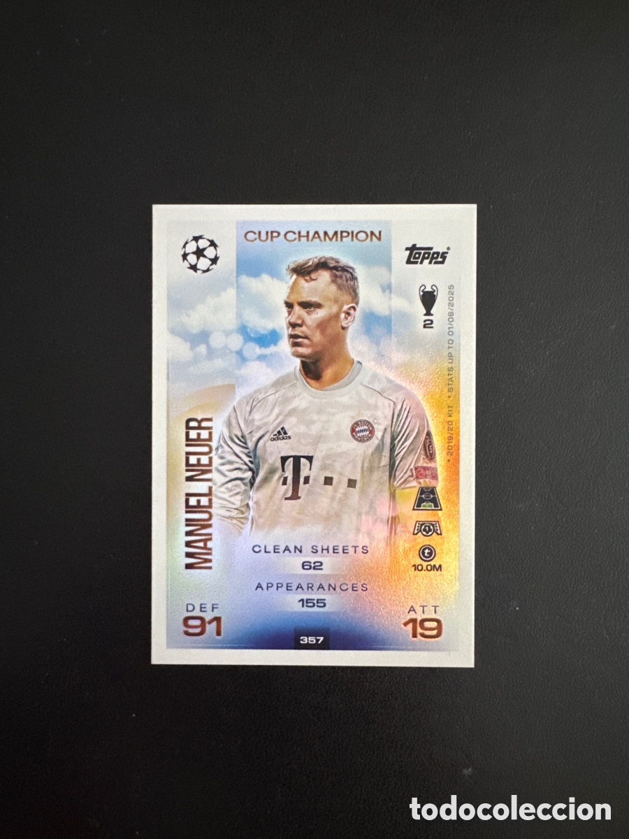 Cromos de F&uacute;tbol: NEUER CUP CHAMPION NUMERO 357 MATCH ATTAX 2025 2026