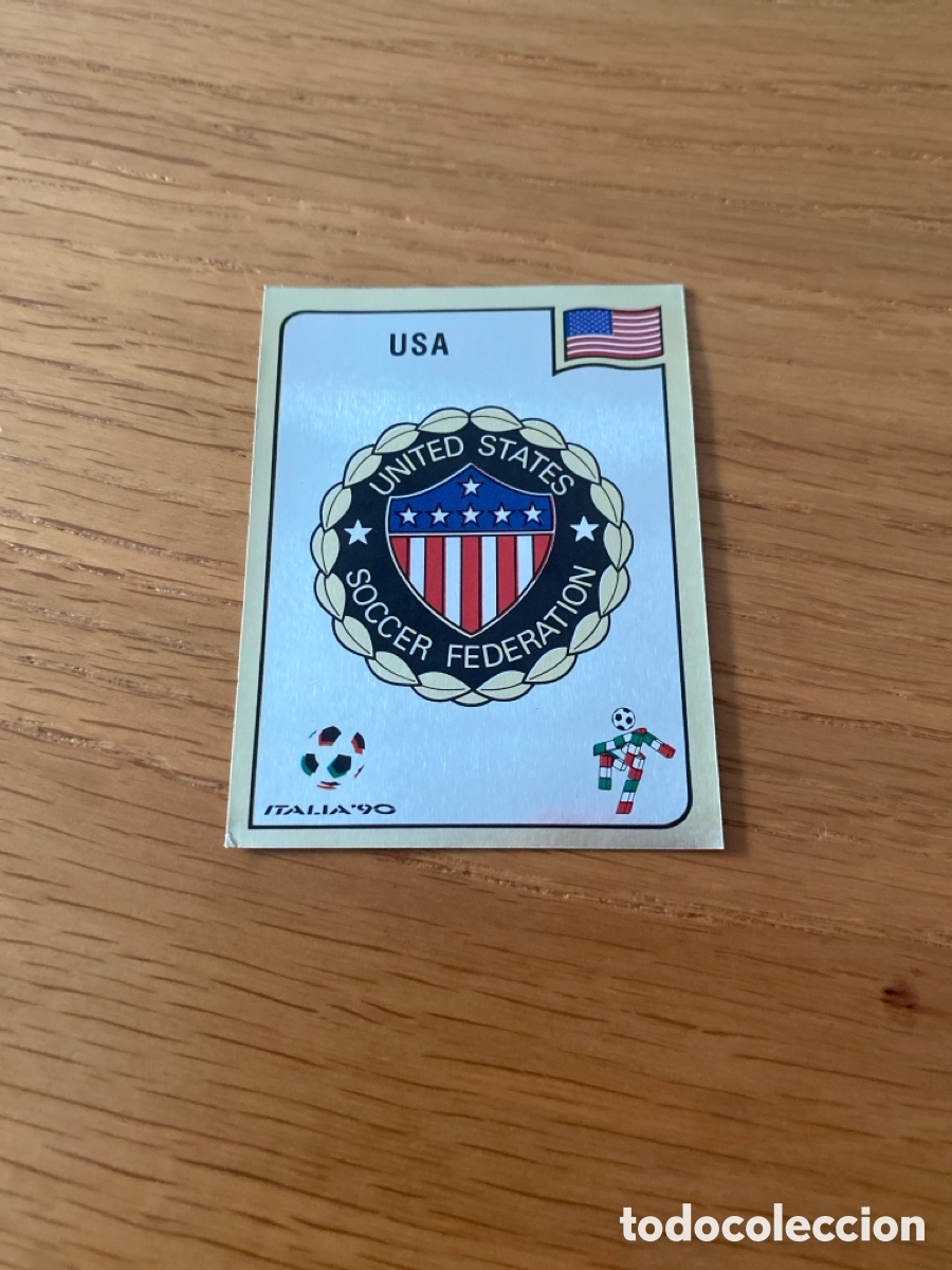 Cromos de Futebol: Cromo panini mundial Italia 90 n&uacute;mero 95 escudo USA - Stickers album world cup Italy 1990