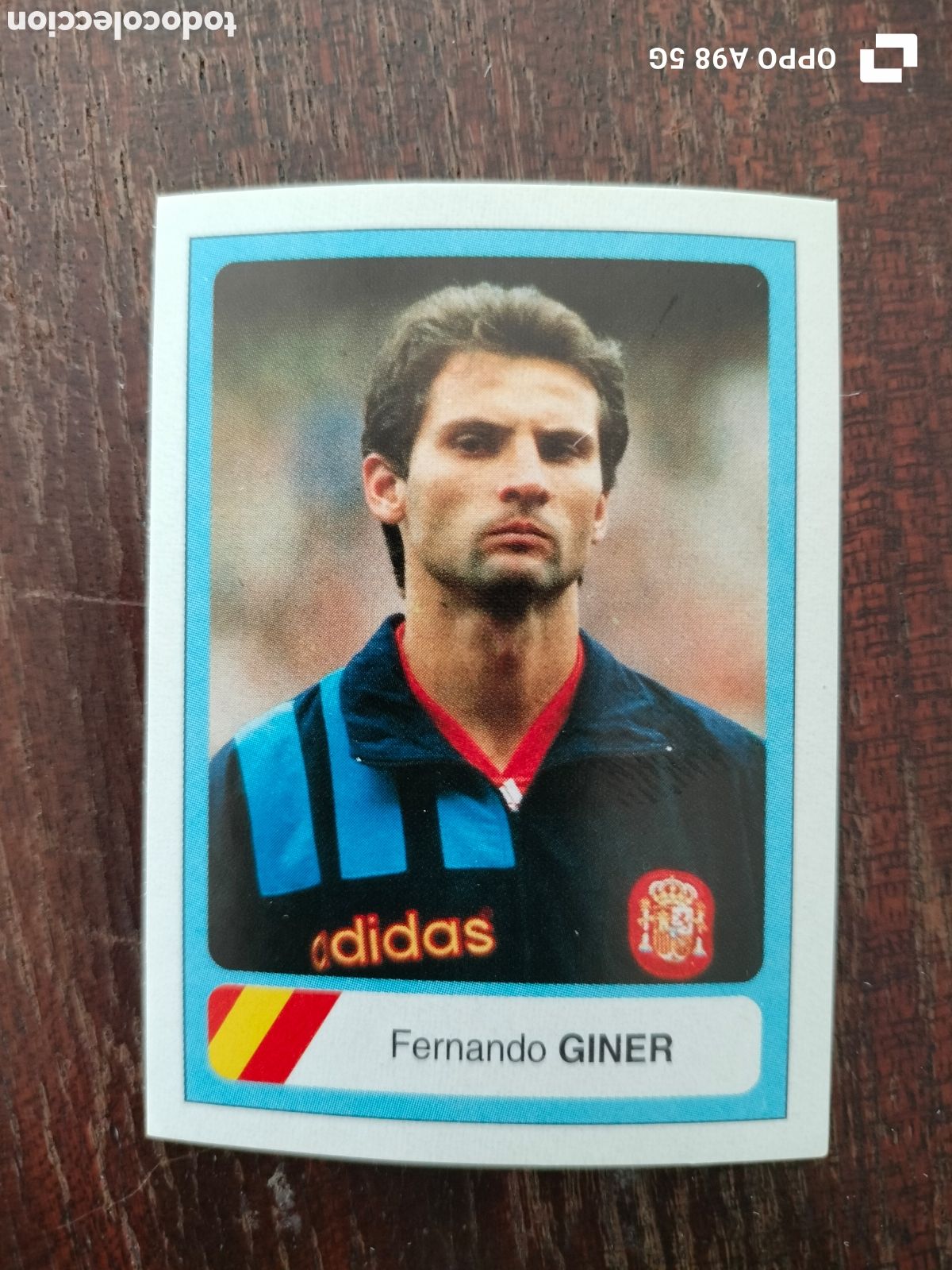 Cromos de F&uacute;tbol: Cromo 170 Fernando Giner Espa&ntilde;a (Valencia) Ediciones Estadio Mundial USA EEUU Estados Unidos 94 1994