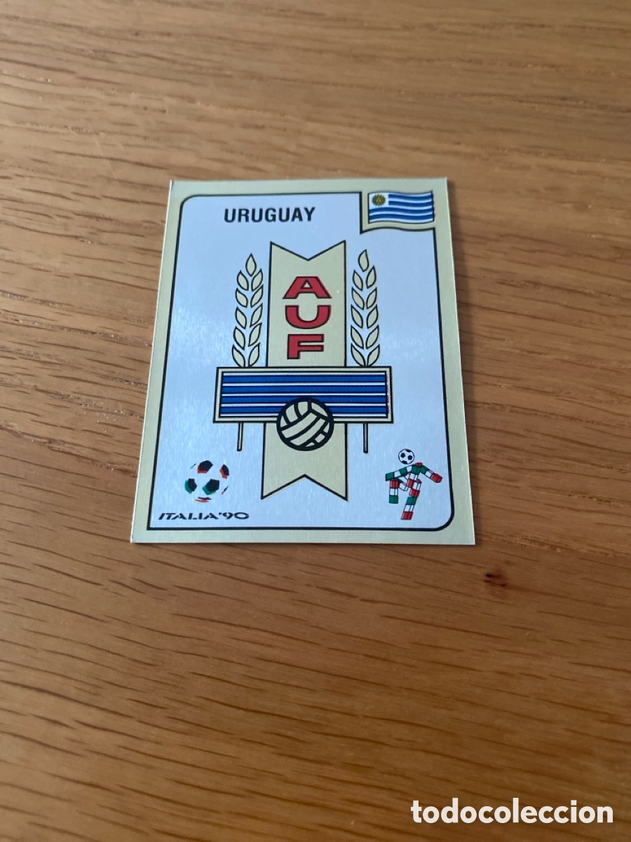 Cromos de F&uacute;tbol: Cromo panini mundial Italia 90 n&uacute;mero 363 escudo Uruguay - Stickers album world cup Italy 1990