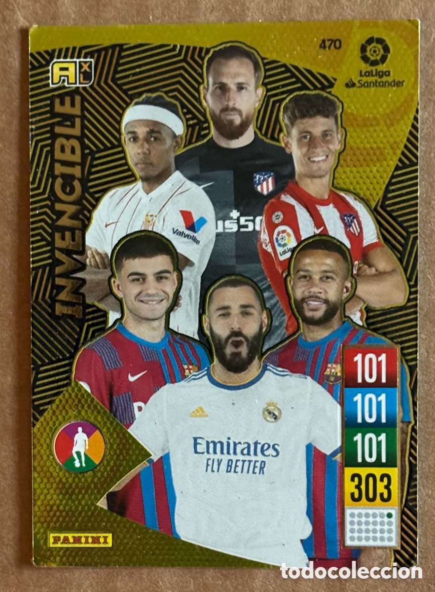 Cromos de Futebol: INVENCIBLE. CARTA ADRENALYN XL LA LIGA 2021-22. #470. BENZEMA, PEDRI, OBLACK,&hellip;
