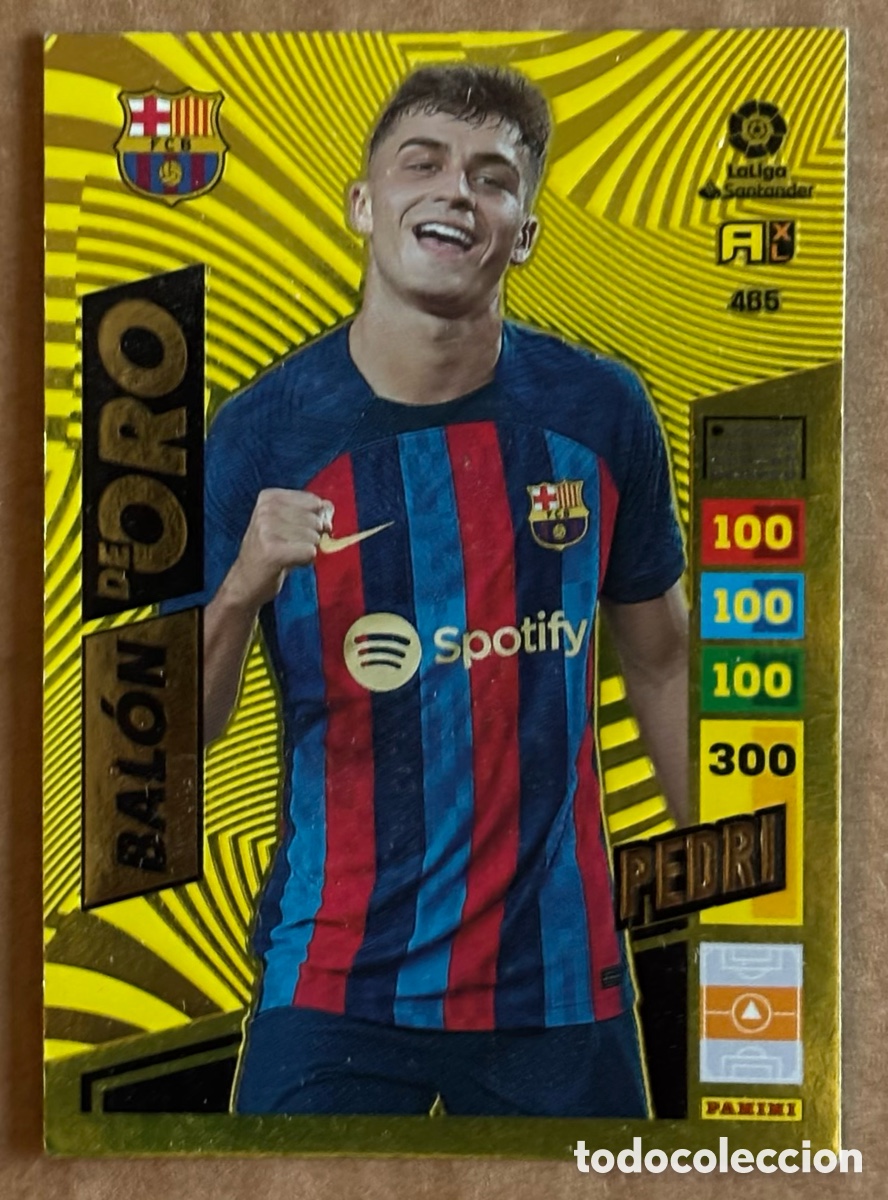 Cromos de Futebol: PEDRI (FC BARCELONA). CARTA BAL&Oacute;N DE ORO ADRENALYN XL LA LIGA 2022-23. #465.