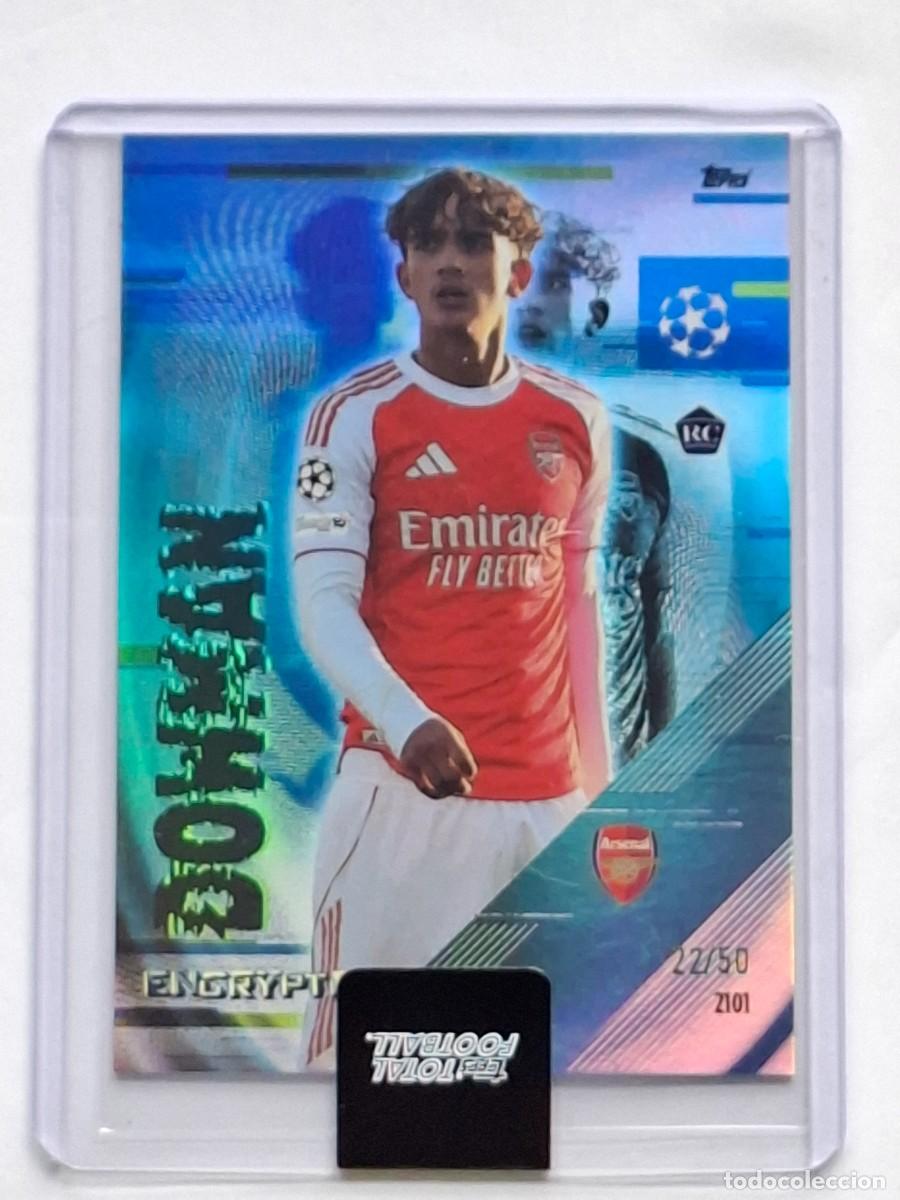 Cromos de F&uacute;tbol: Compartir PARALLEL Blue /50 Rookie Encrypted MAX DOWMAN Arsenal TOPPS Total Football 2026