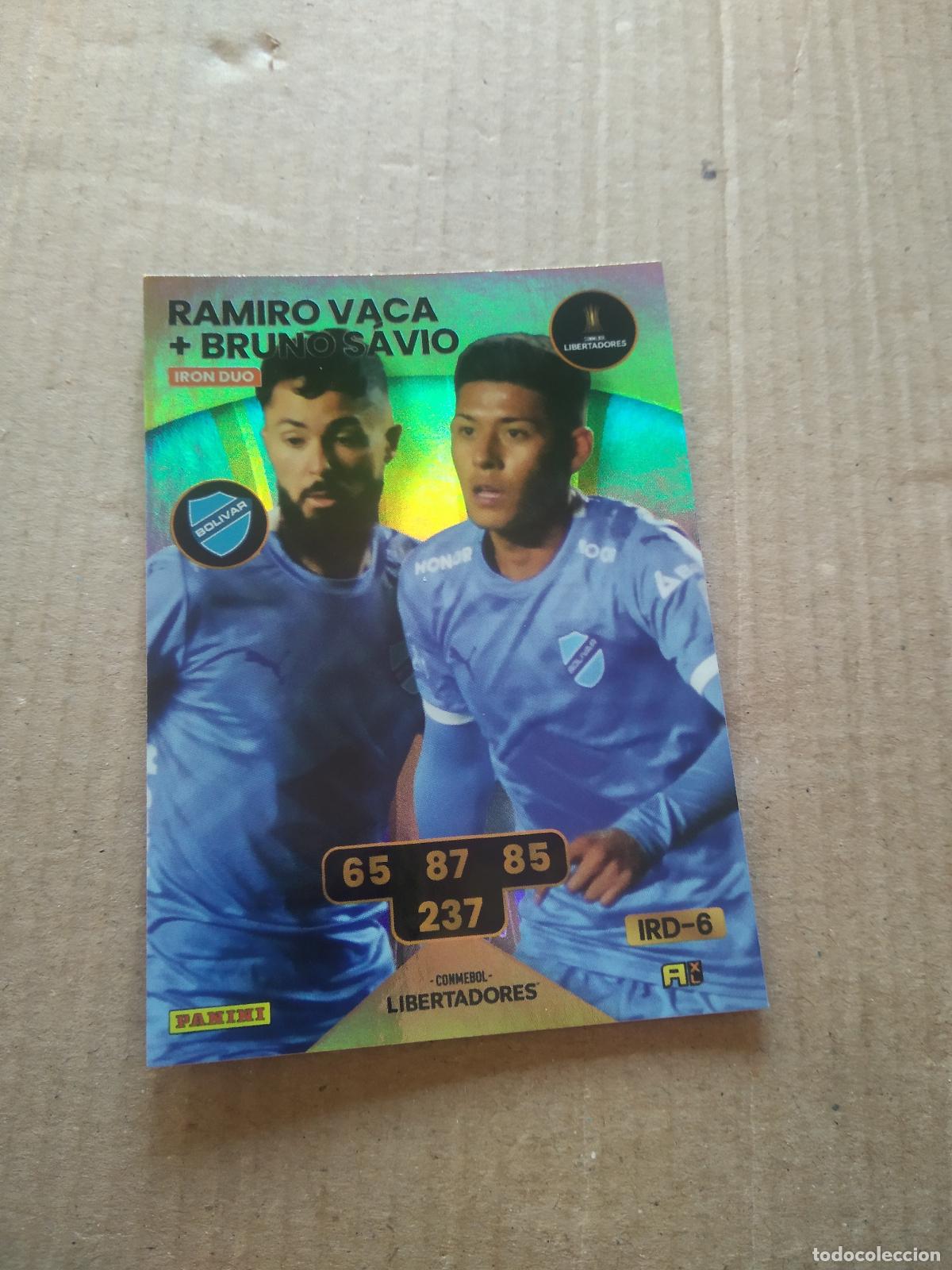 Cromos de F&uacute;tbol: IRD-6 RAMIRO VACA BRUNO SAVIO CROMO FUTBOL PANINI ADRENALYN CONMEBOL LIBERTADORES SUDAMERICANA 2024