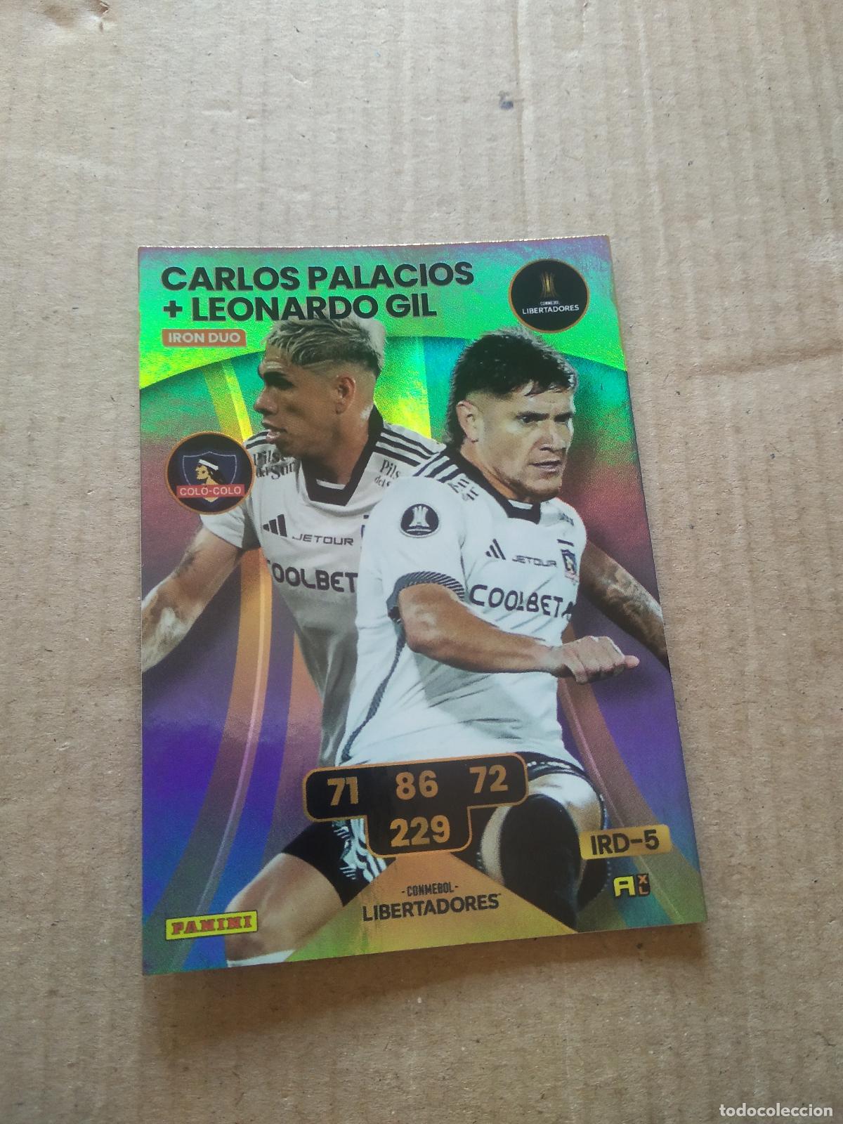 Cromos de F&uacute;tbol: CARLOS PALACIOS LEONARDO GIL CROMO FUTBOL PANINI ADRENALYN CONMEBOL LIBERTADORES SUDAMERICANA 2024