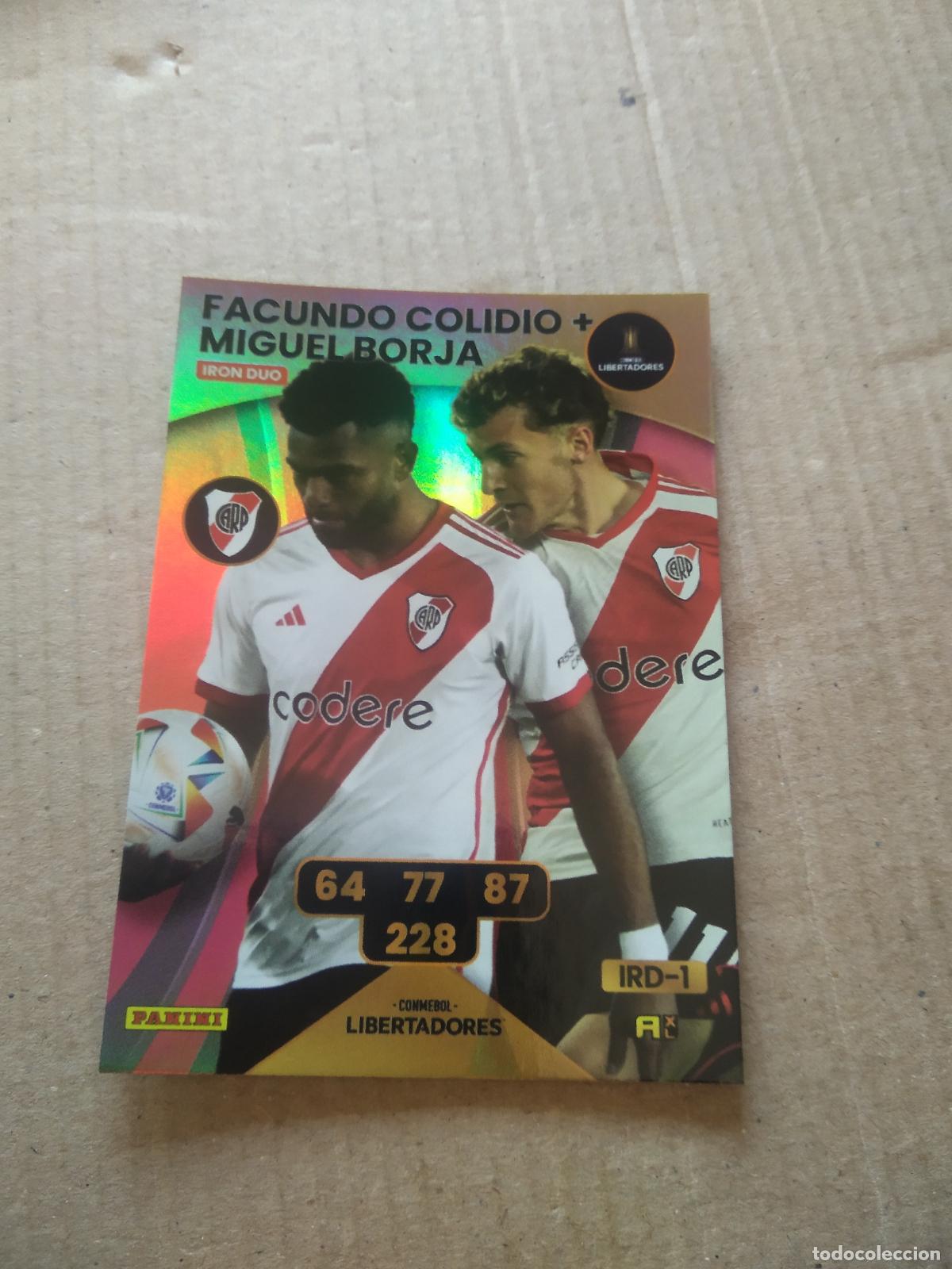 Cromos de F&uacute;tbol: FACUNDO COLIDIO MIGUEL BORJA CROMO FUTBOL PANINI ADRENALYN CONMEBOL LIBERTADORES SUDAMERICANA 2024