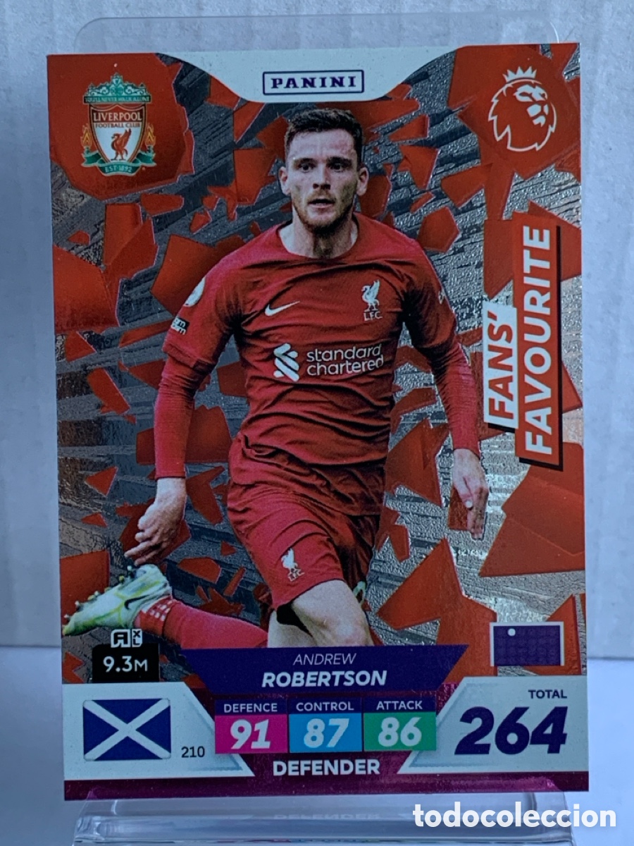 Figurine di Calcio: 210 Andrew Robertson Liverpool Fans' Favourite Panini Adrenalyn Premier XL Plus 2023