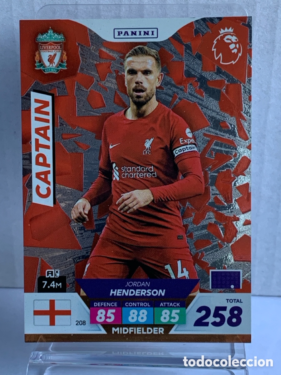 Figurine di Calcio: 208 Jordan Henderson Liverpool Captain Panini Adrenalyn Premier XL Plus 2023