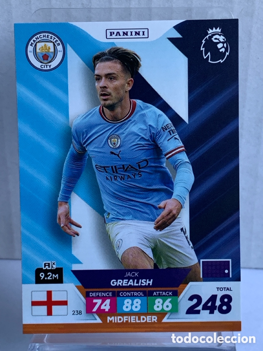Figurine di Calcio: 238 Jack Grealish Manchester City Base card Panini Adrenalyn Premier XL Plus 2023