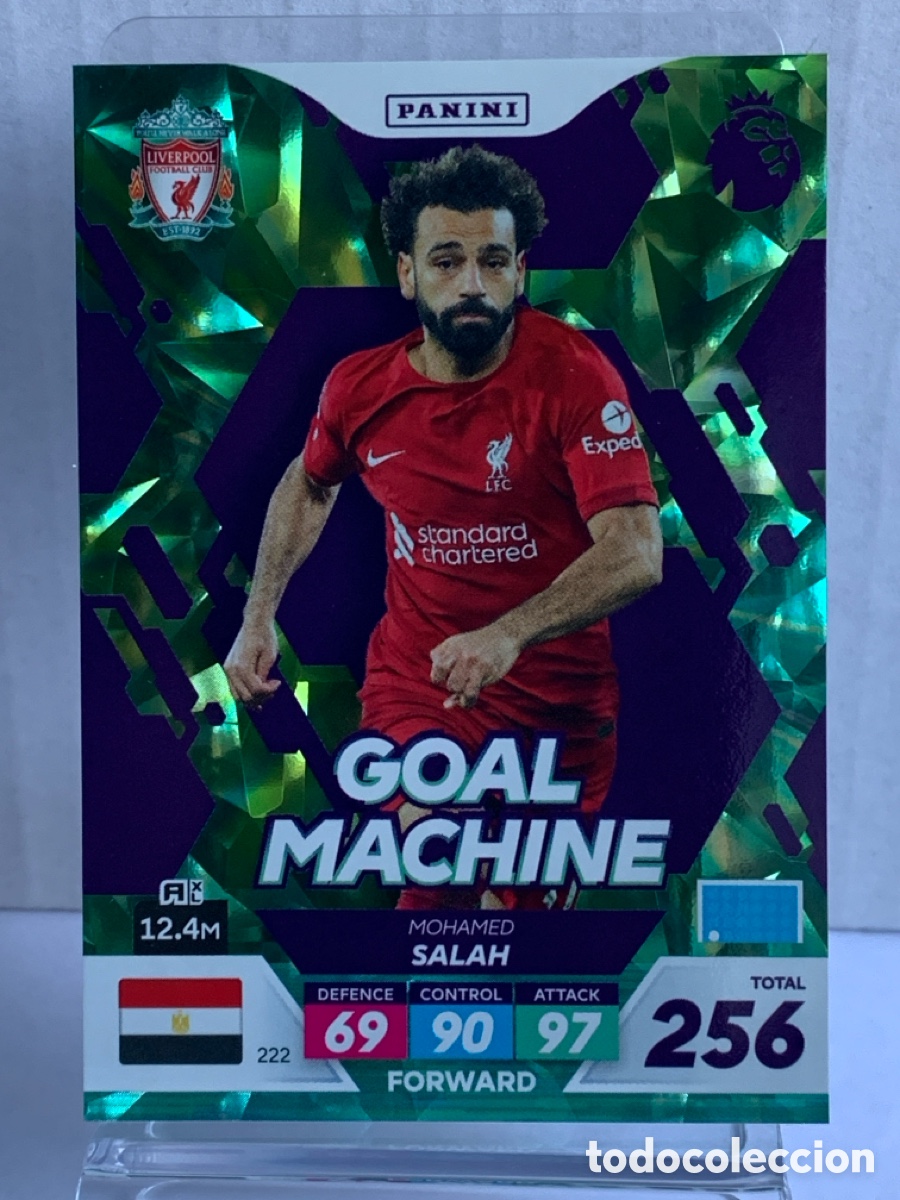 Fu&szlig;ball-Sticker: 222 Mohamed Salah Liverpool Goal Machine Panini Adrenalyn Premier XL Plus 2023