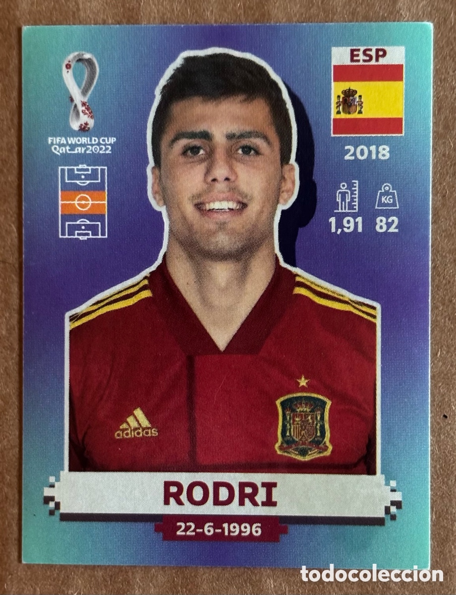 Cromos de F&uacute;tbol: RODRI (ESPA&Ntilde;A). CROMO PANINI MUNDIAL QATAR 2022. SIN PEGAR.