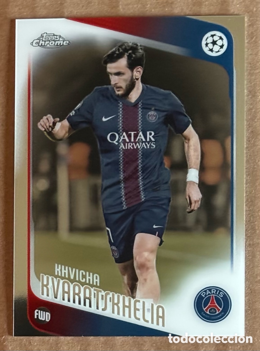 Cromos de F&uacute;tbol: KHVICHA HVARATSKHELIA (PSG). CARTA TOPPS CHROME UEFA CHAMPIONS LEAGUE 2025/26. #167.