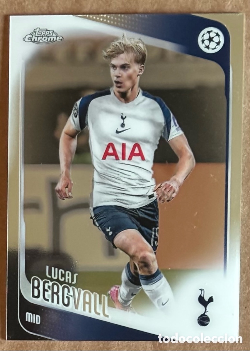 Cromos de F&uacute;tbol: LUCAS BERGWALL (TOTTENHAM HOTSPUR). CARTA TOPPS CHROME UEFA CHAMPIONS LEAGUE 2025/26. #121.