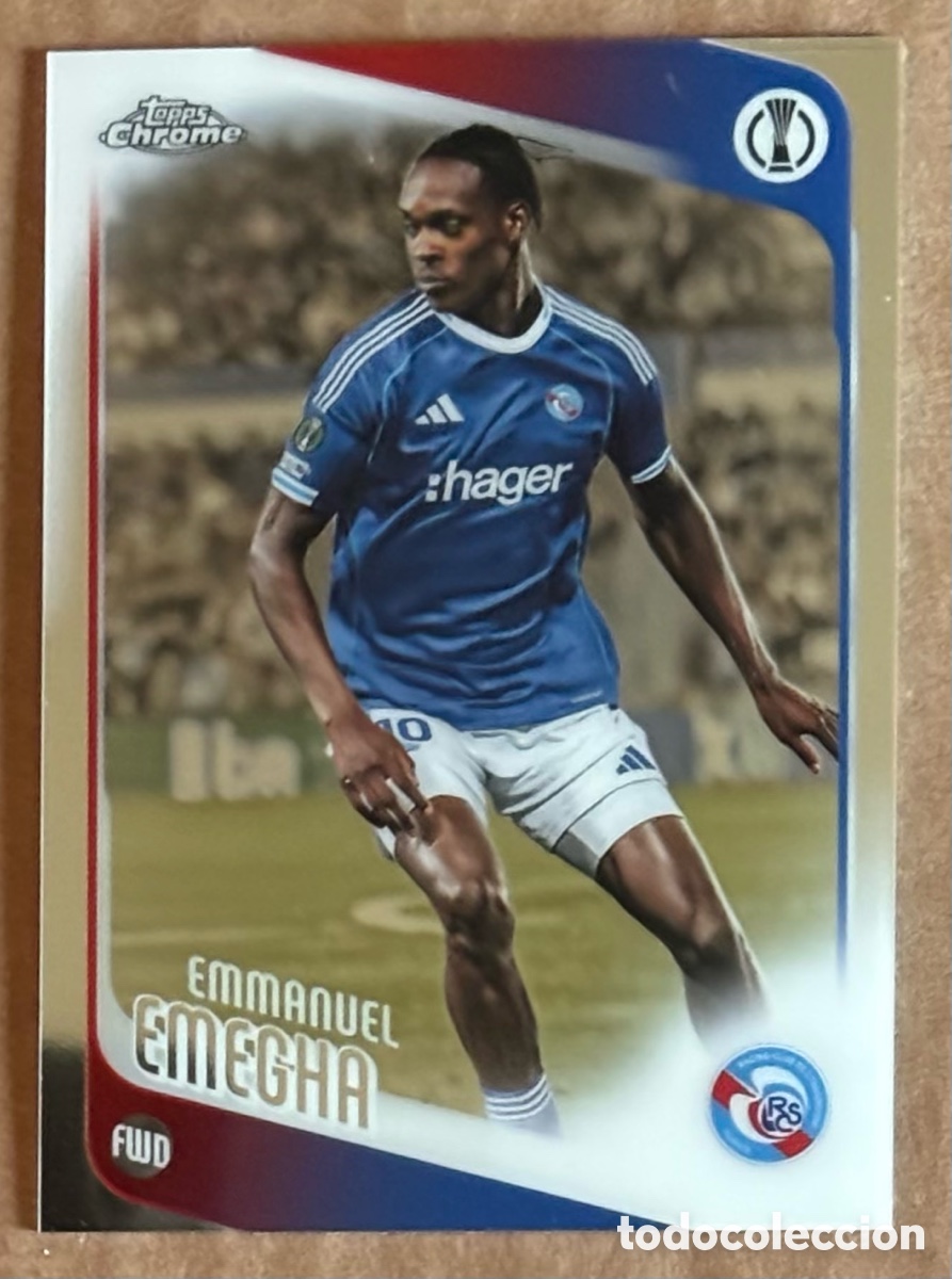 Cromos de F&uacute;tbol: EMANUEL EMEGHA (RC STRASBOURG). CARTA TOPPS CHROME UEFA CONFERENCE LEAGUE 2025/26. #110