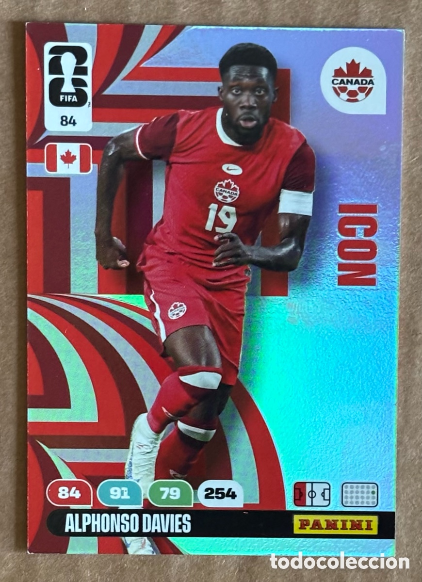 Cromos de F&uacute;tbol: ALPHONSO DAVIES (CANAD&Aacute;). CARTA ICON PANINI ADRENALYN XL FIFA WORLD CUP 2026. #84.