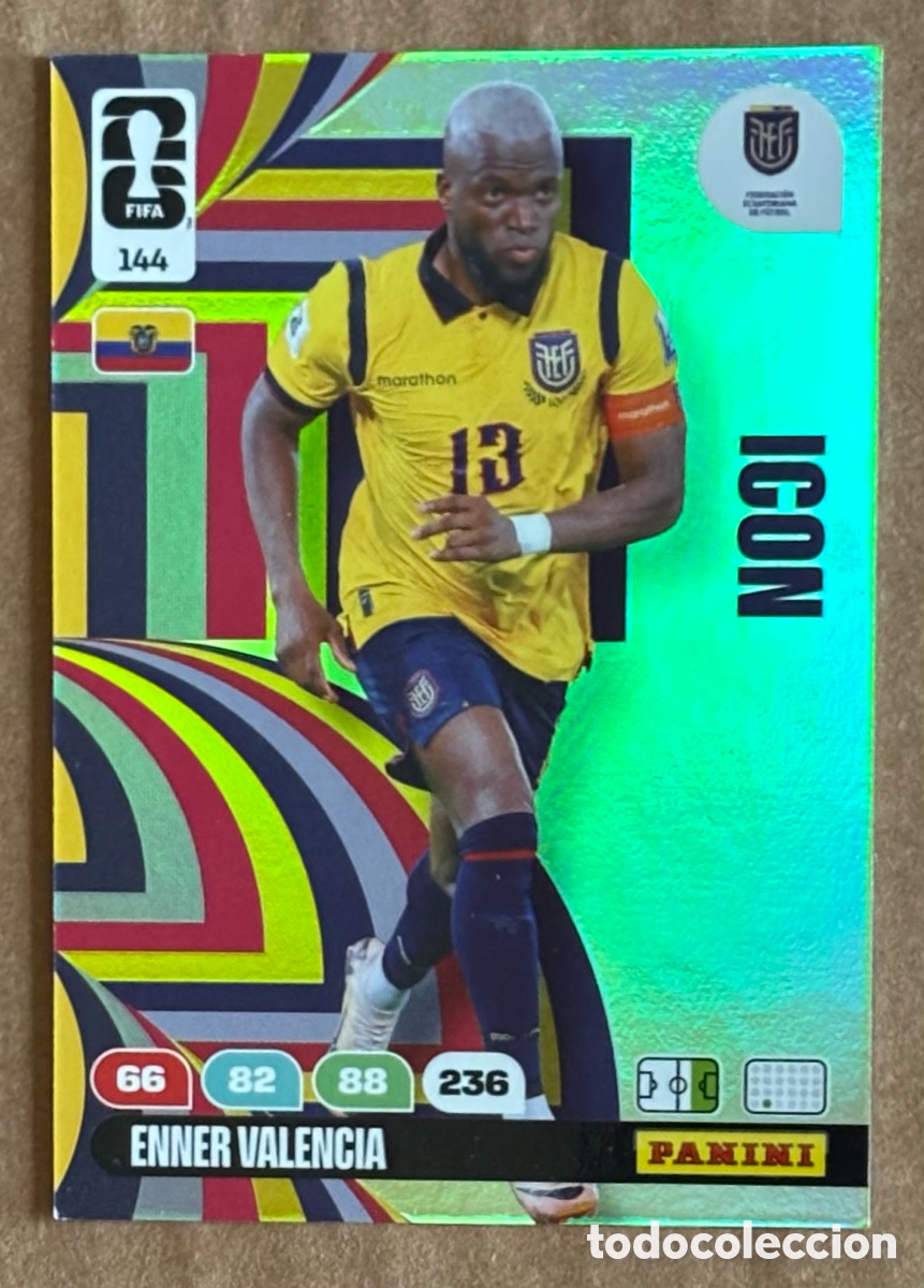 Fu&szlig;ball-Sticker: ENNER VALENCIA (ECUADOR). CARTA ICON PANINI ADRENALYN XL FIFA WORLD CUP 2026. #144.