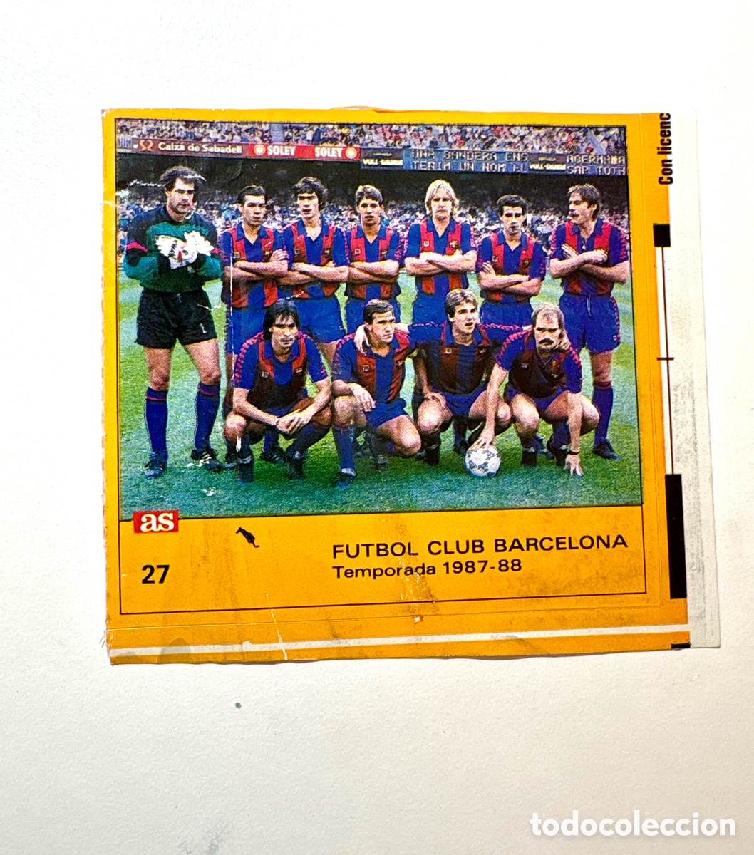 Cromos de F&uacute;tbol: Cromo Alineaci&oacute;n Equipo n&ordm; 27 FC Barcelona Liga 1987-1988 Diario AS (Sin Pegar).
