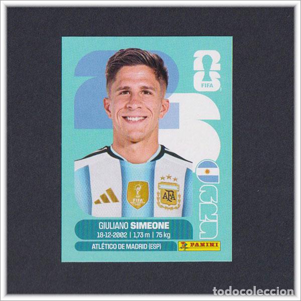 Cromos de F&uacute;tbol: FIFA WORLD CUP 2026 26 MUNDIAL PANINI GIULIANO SIMEONE ARG 20 ARGENTINA COLECCI&Oacute;N ALBUM LIGA STICKER