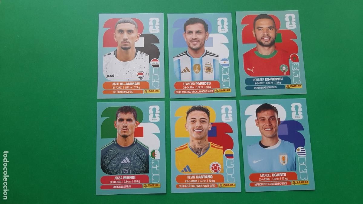 Figurine di Calcio: (PANINI) LOTE DE 6 CROMOS PANINI MUNDIAL 2026 FIFA