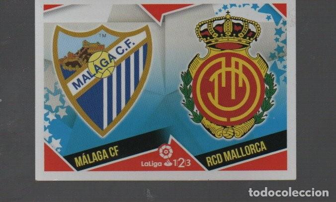Cromos de F&uacute;tbol: CROMOS LIGA 2018/19 DE CASA ESTE Y PANINI ESCUDO DE SEGUNDA EL M&Aacute;LAGA CF RCD MALLORCA N&ordm; 7