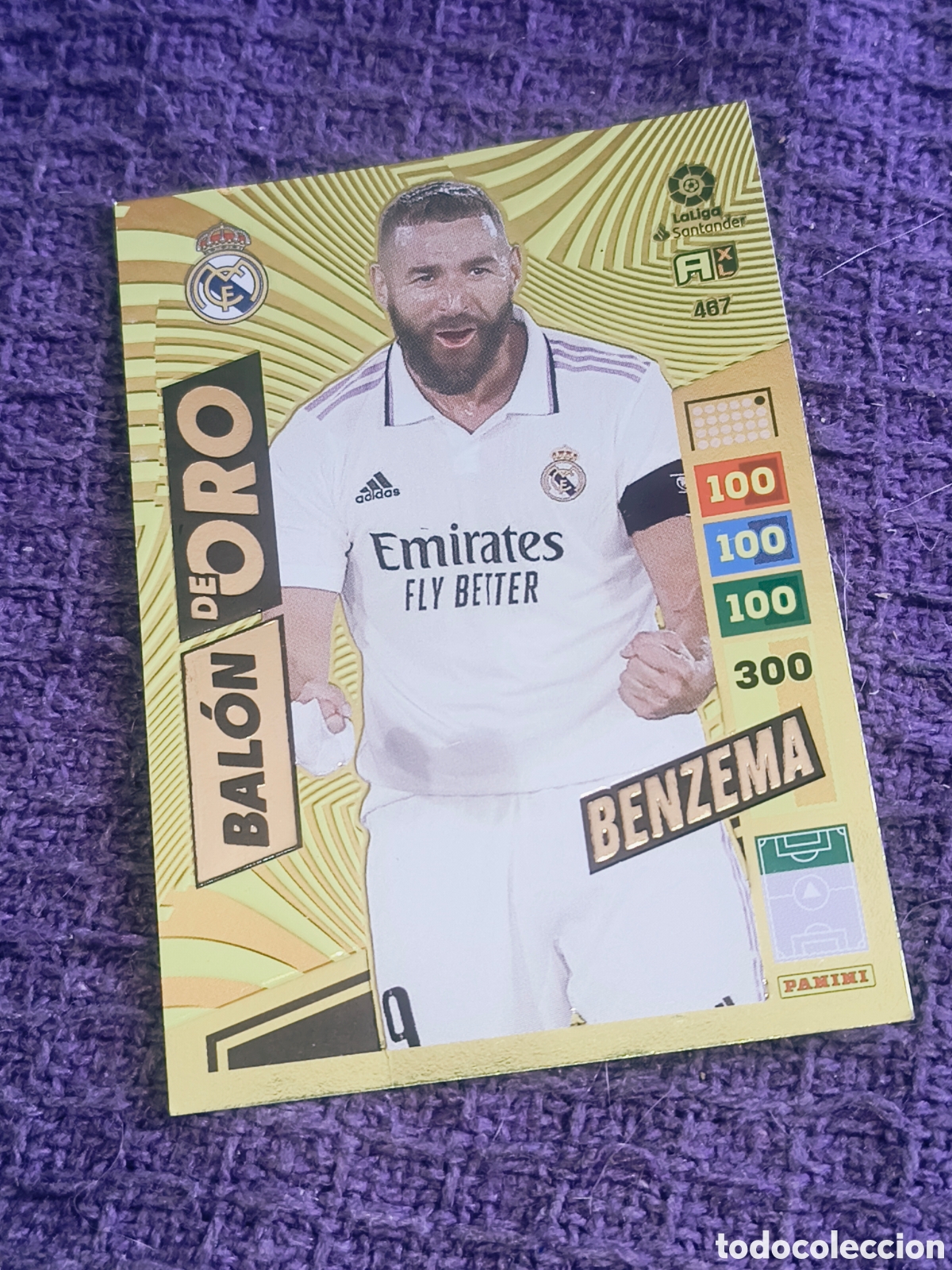 Cromos de F&uacute;tbol: Karim Benzema - Bal&oacute;n de Oro (N&ordm; 467) - Adrenalyn XL LaLiga Santander 2022-23 - Panini