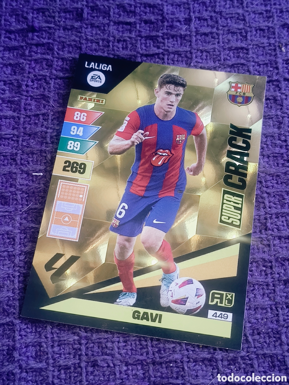 Cromos de f&uacute;tbol: Gavi - Super Crack Especial (N&ordm; 449) Camiseta Rolling Stones - Adrenalyn XL LaLiga EA Sports 2023-24