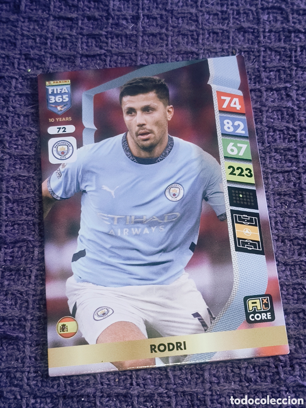 Fu&szlig;ball-Sticker: Rodri - Ficha Base Core (N&ordm; 72) - Panini FIFA 365 Adrenalyn XL 2024 &rdquo;10 Years&rdquo;