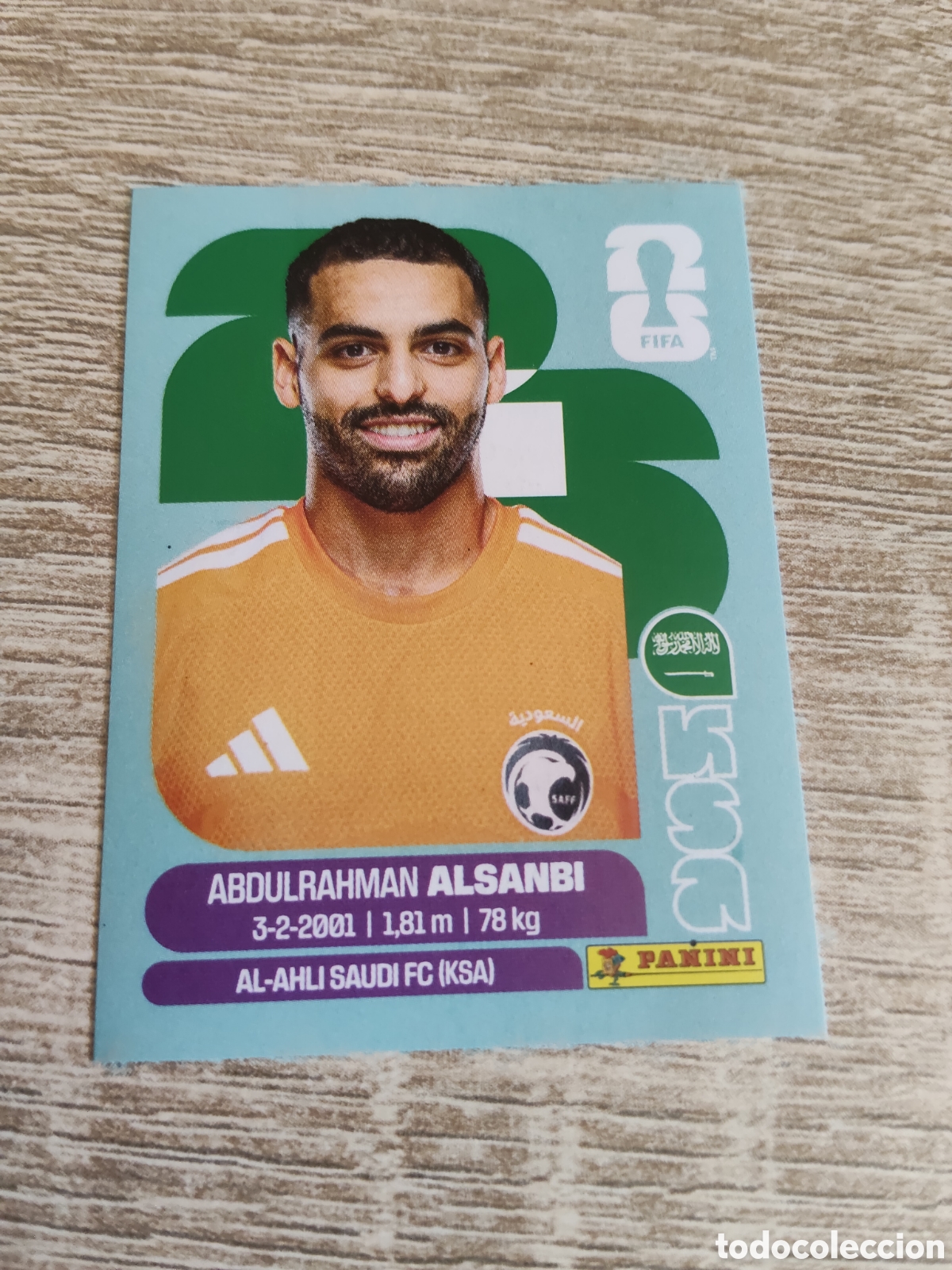 Cromos de F&uacute;tbol: Panini mundial 2026 KSA 3 Abdulrahman Alsanbi Arabia Saud&iacute;