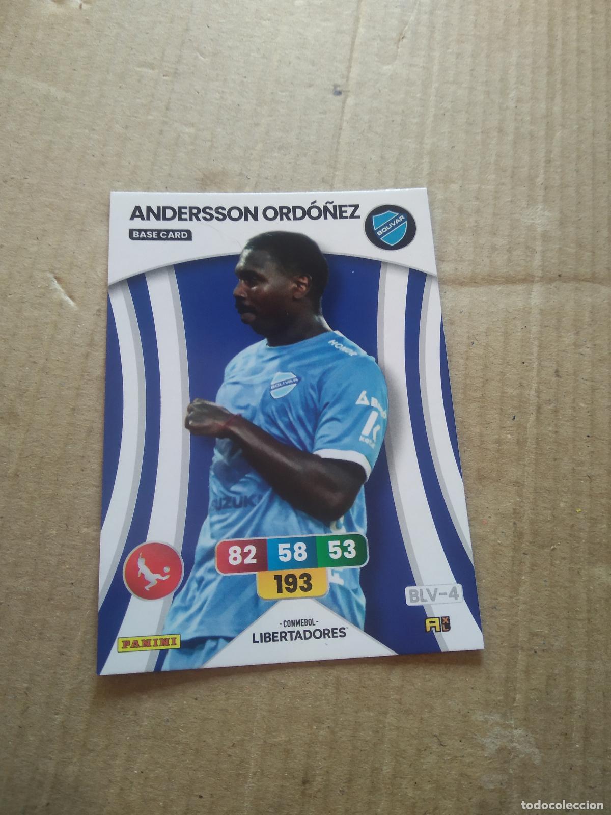 Cromos de F&uacute;tbol: BLV-4 ANDERSON ORDO&Ntilde;EZ BOLIVAR CROMO FUTBOL PANINI ADRENALYN CONMEBOL LIBERTADORES SUDAMERICANA 2024