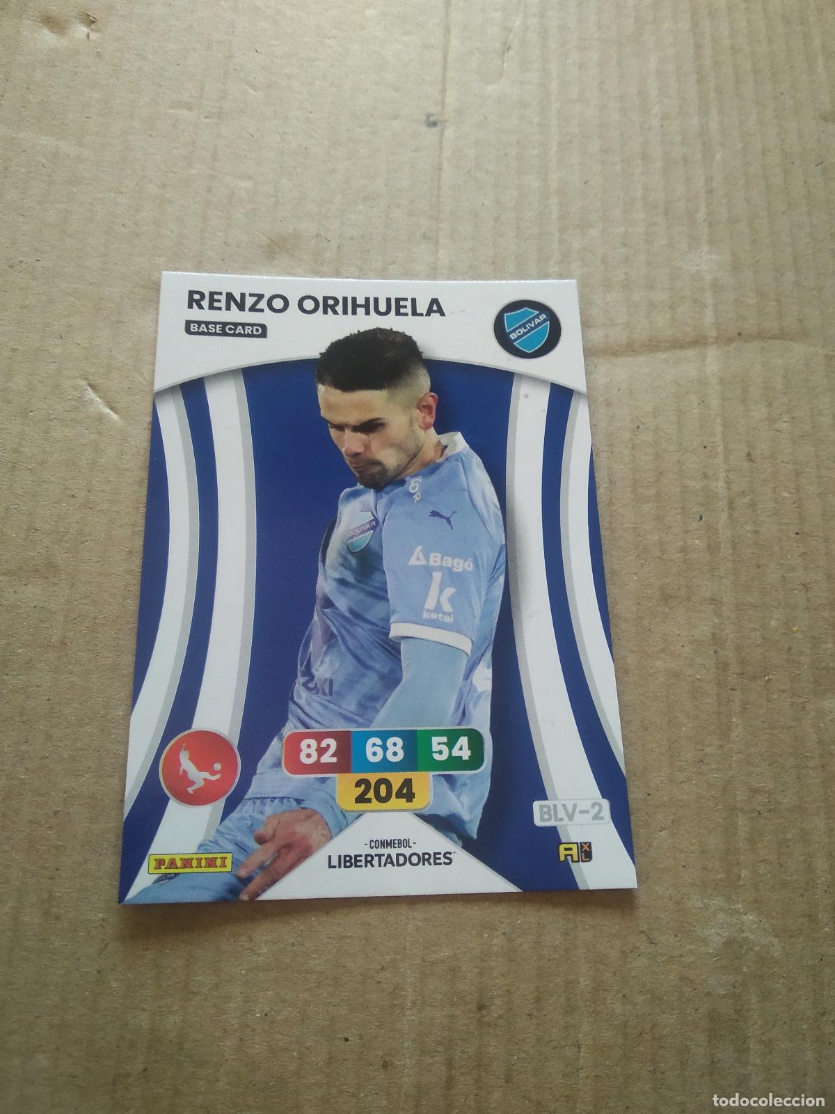 Cromos de F&uacute;tbol: BLV-2 RENZO ORIHUELA BOLIVAR CROMO FUTBOL PANINI ADRENALYN CONMEBOL LIBERTADORES SUDAMERICANA 2024
