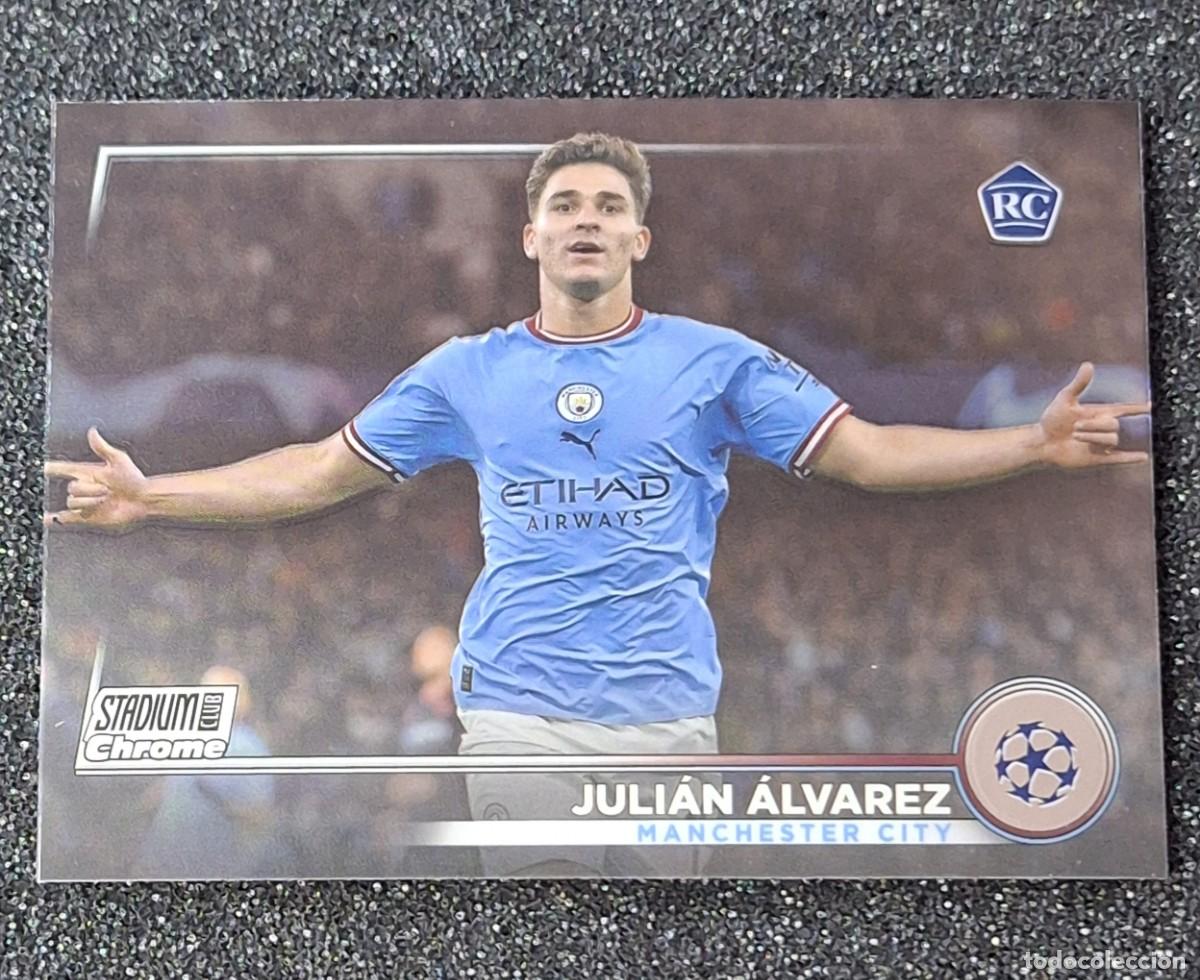Fu&szlig;ball-Sticker: Julian Alvarez Manchester City Topps Stadium Club Chrome Rookie RC #14