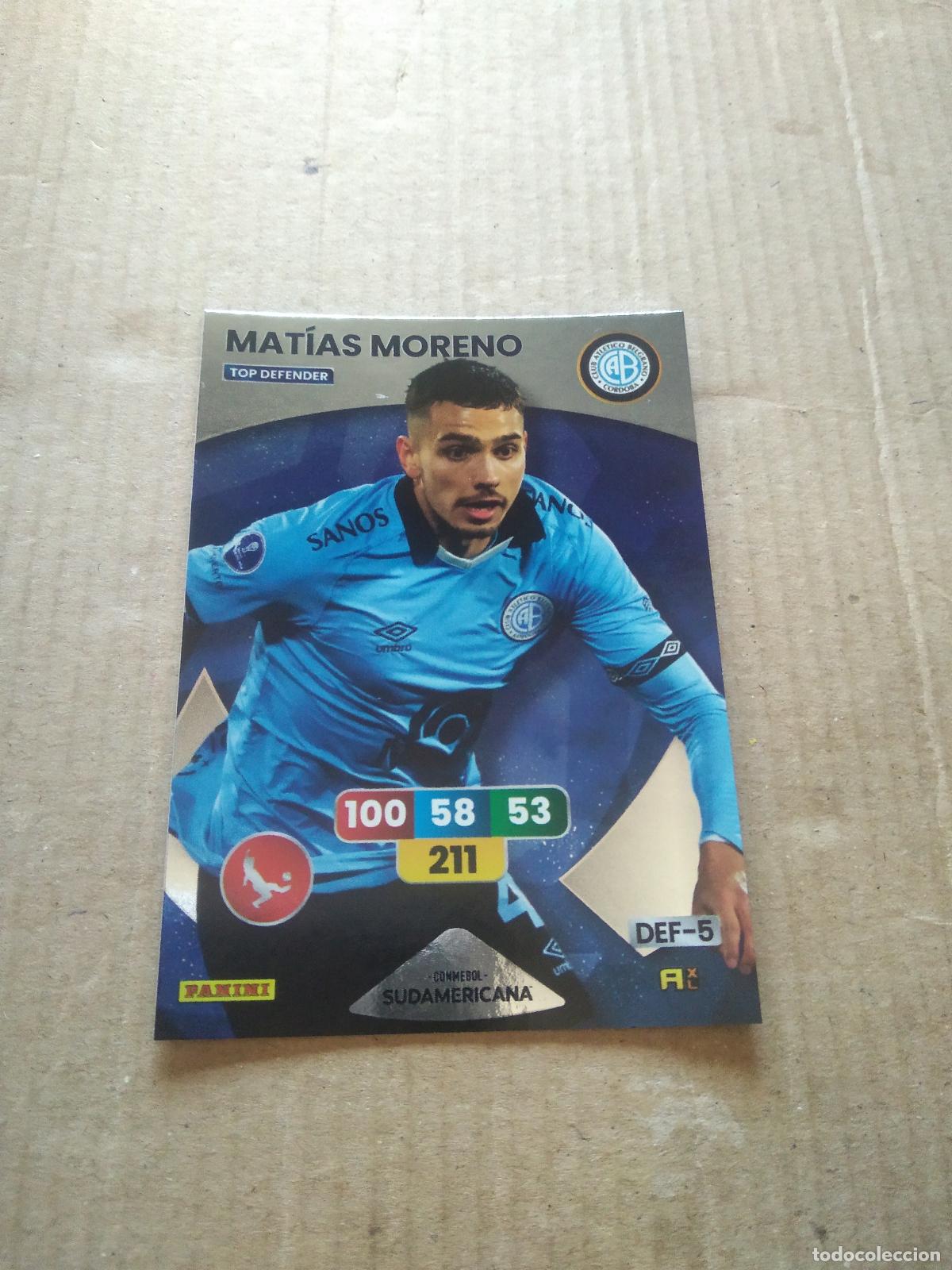 Cromos de F&uacute;tbol: MATIAS MORENO BELGRANO CROMO FUTBOL PANINI ADRENALYN CONMEBOL LIBERTADORES SUDAMERICANA 2024