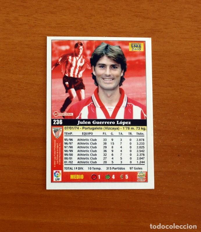 Cromos de F&uacute;tbol: Athletic de Bilbao - N&ordm; 236 Julen Guerrero - Mundicromo Las Fichas de la Liga 2002-2003, 02-03