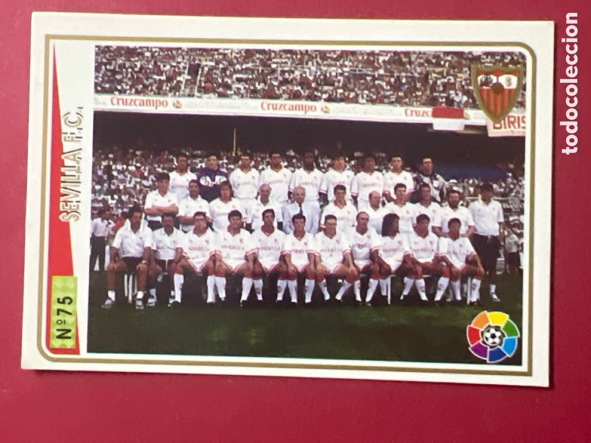 Cromos de F&uacute;tbol: C4312. Cromo n&ordm; 75-93 Plantilla Sevilla Error y Corregido Mundicromo 94-95.