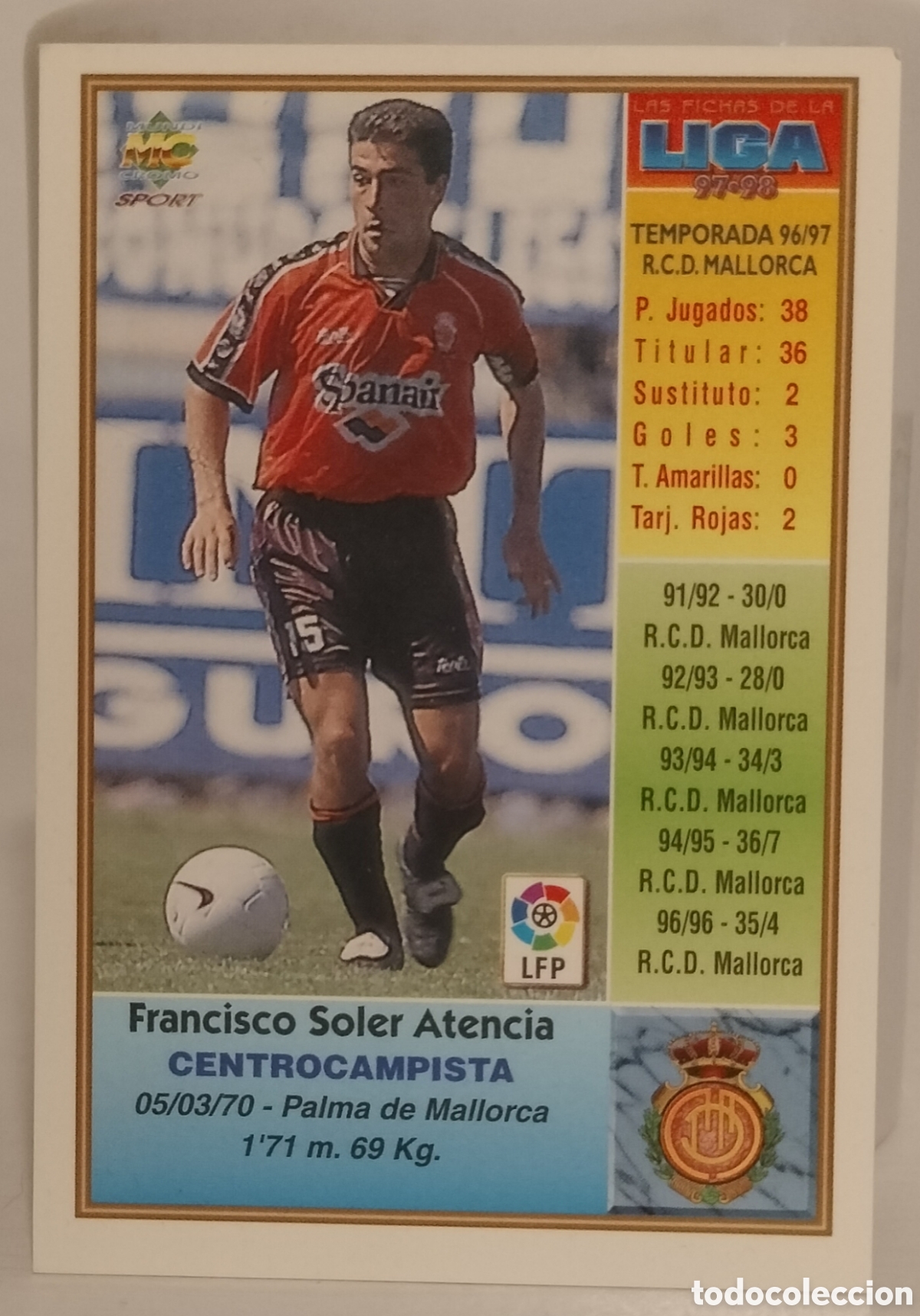 Cromos de f&uacute;tbol: Soler Mallorca 96-97 - Foto 2