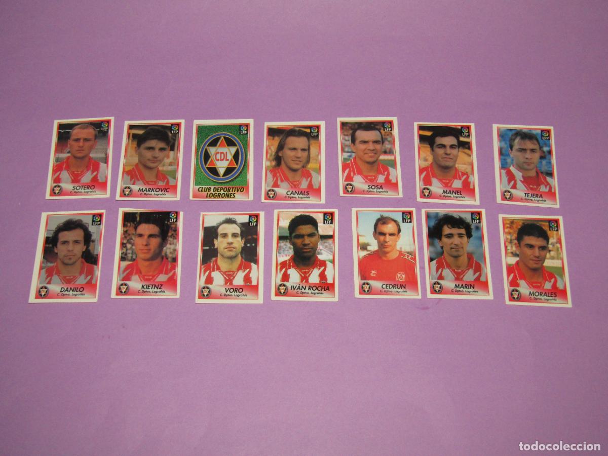 Cromos de f&uacute;tbol: Antiguo Lote Futbol de 14 Cromos de Jugadores Diferentes del C.D. LOGRO&Ntilde;&Eacute;S Liga 96 97 de BOLLYCAO