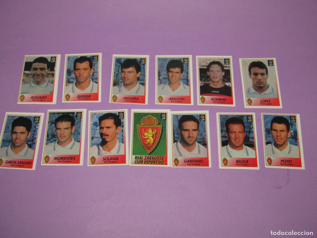 Cromos de F&uacute;tbol: Antiguo Lote Futbol de 13 Cromos de Jugadores Diferentes del REAL ZARAGOZA Liga 96 97 de BOLLYCAO