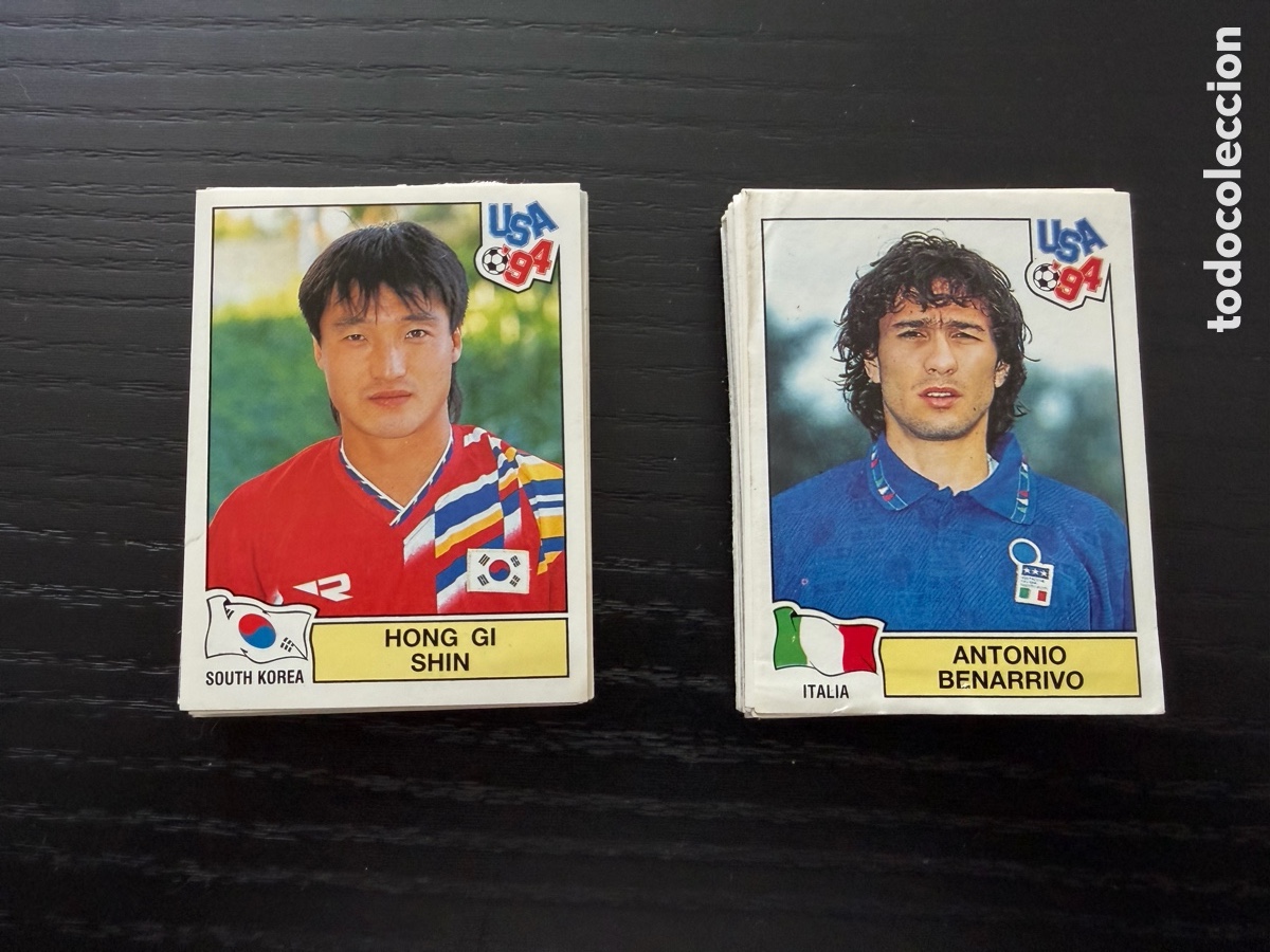 Cartes &agrave; collectionner de Football: Lote 63 cromos Panini WC 94 Mundial USA diferentes traseras escudos