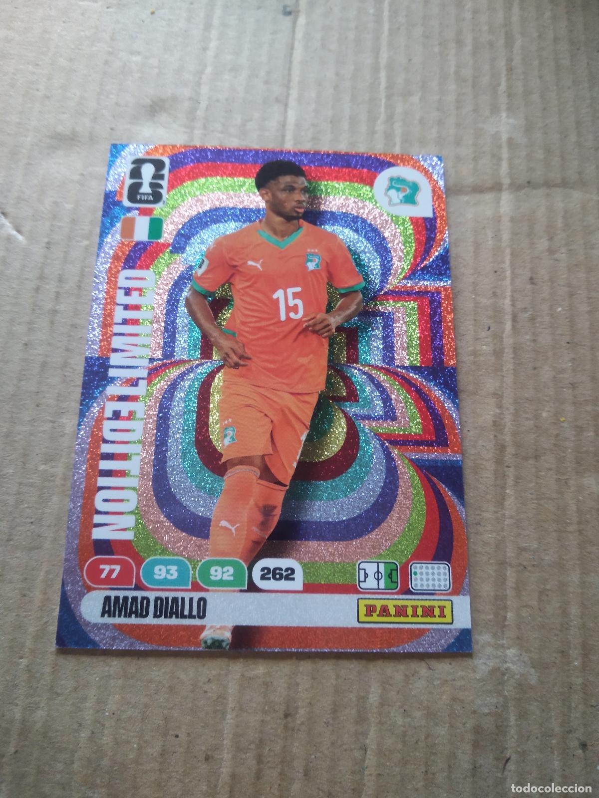 Cromos de F&uacute;tbol: AMAD DIALLO COSTA DE MARFIL EDICION LIMITADA CROMO FUTBOL PANINI ADRENALYN MUNDIAL 2026 WORLD CUP