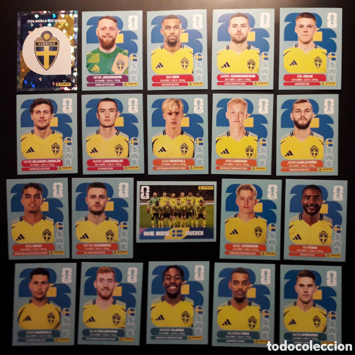 Figurine di Calcio: 20 CROMOS SUECIA, EQUIPO COMPLETO MUNDIAL F&Uacute;TBOL 2026 FIFA WORLD CUP PANINI SIN PEGAR