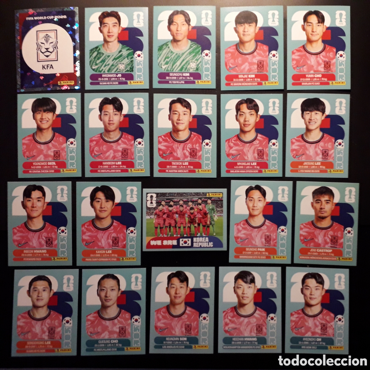 Fu&szlig;ball-Sticker: 20 CROMOS COREA DEL SUR, EQUIPO COMPLETO MUNDIAL F&Uacute;TBOL 2026 FIFA WORLD CUP PANINI SIN PEGAR