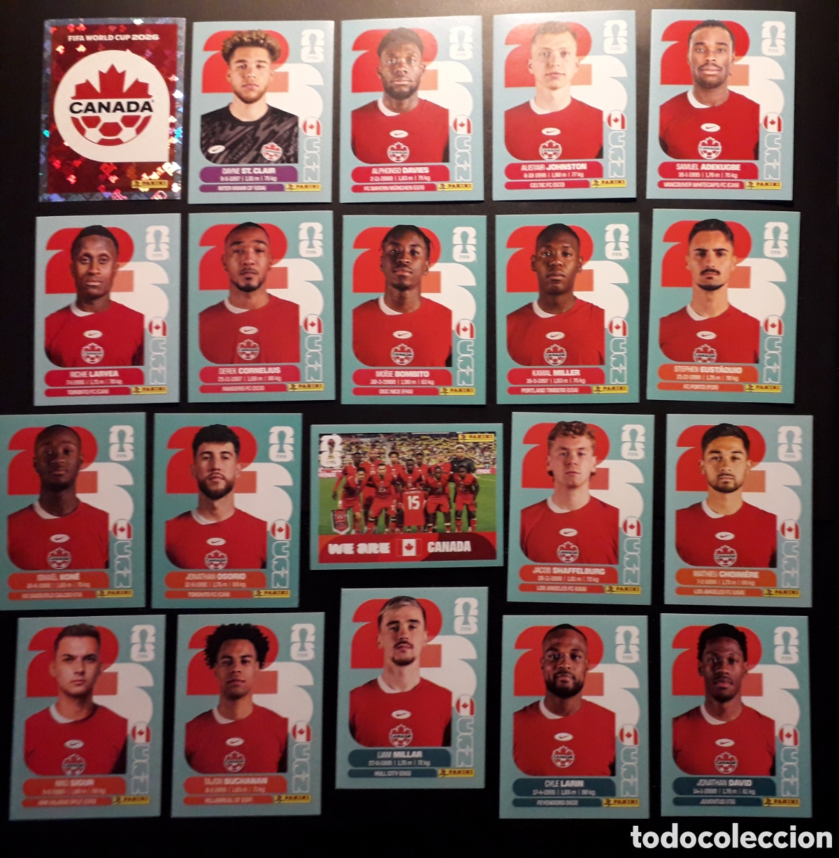 Cromos de F&uacute;tbol: 20 CROMOS CANAD&Aacute;, EQUIPO COMPLETO MUNDIAL F&Uacute;TBOL 2026 FIFA WORLD CUP PANINI SIN PEGAR