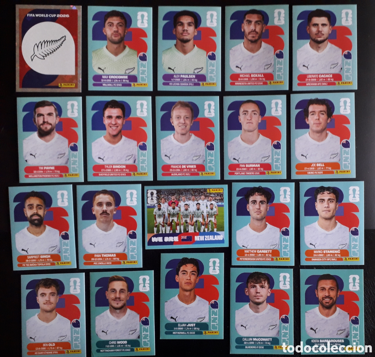 Figurine di Calcio: 20 CROMOS NUEVA ZELANDA, EQUIPO COMPLETO MUNDIAL F&Uacute;TBOL 2026 FIFA WORLD CUP PANINI SIN PEGAR