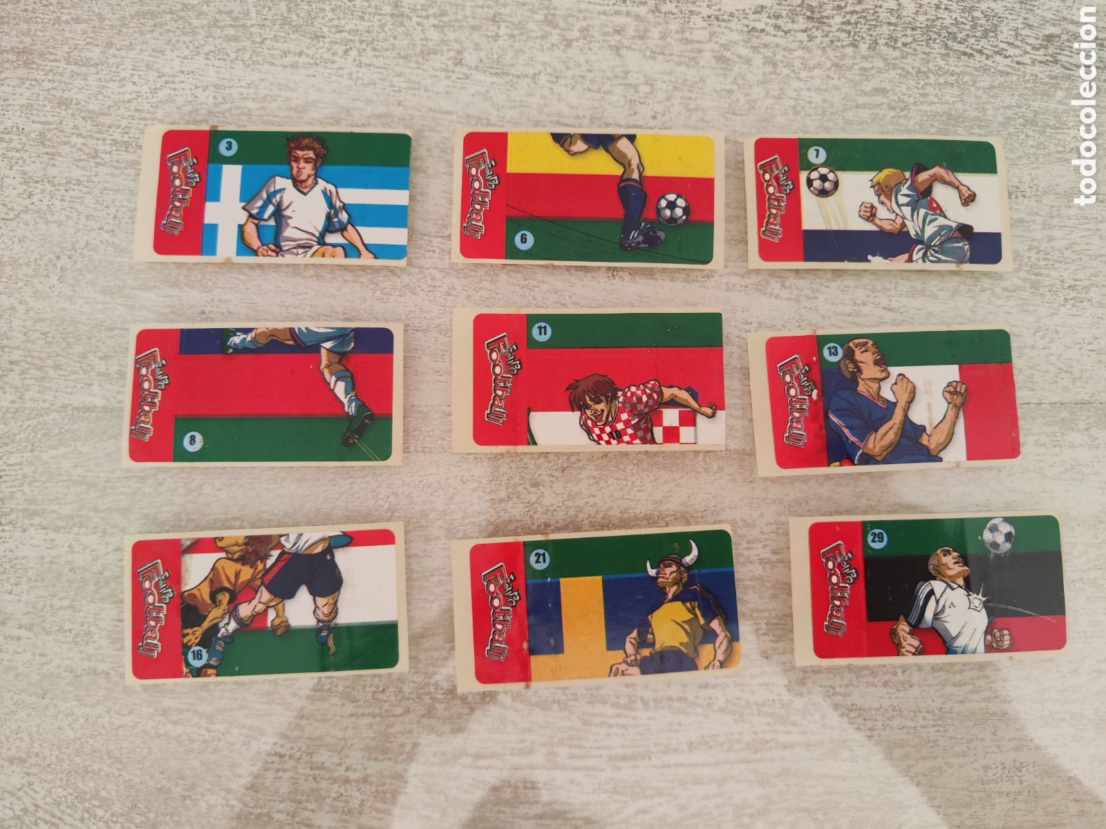 Cromos de F&uacute;tbol: Lote 9 pegatinas chicles football distintos selecciones