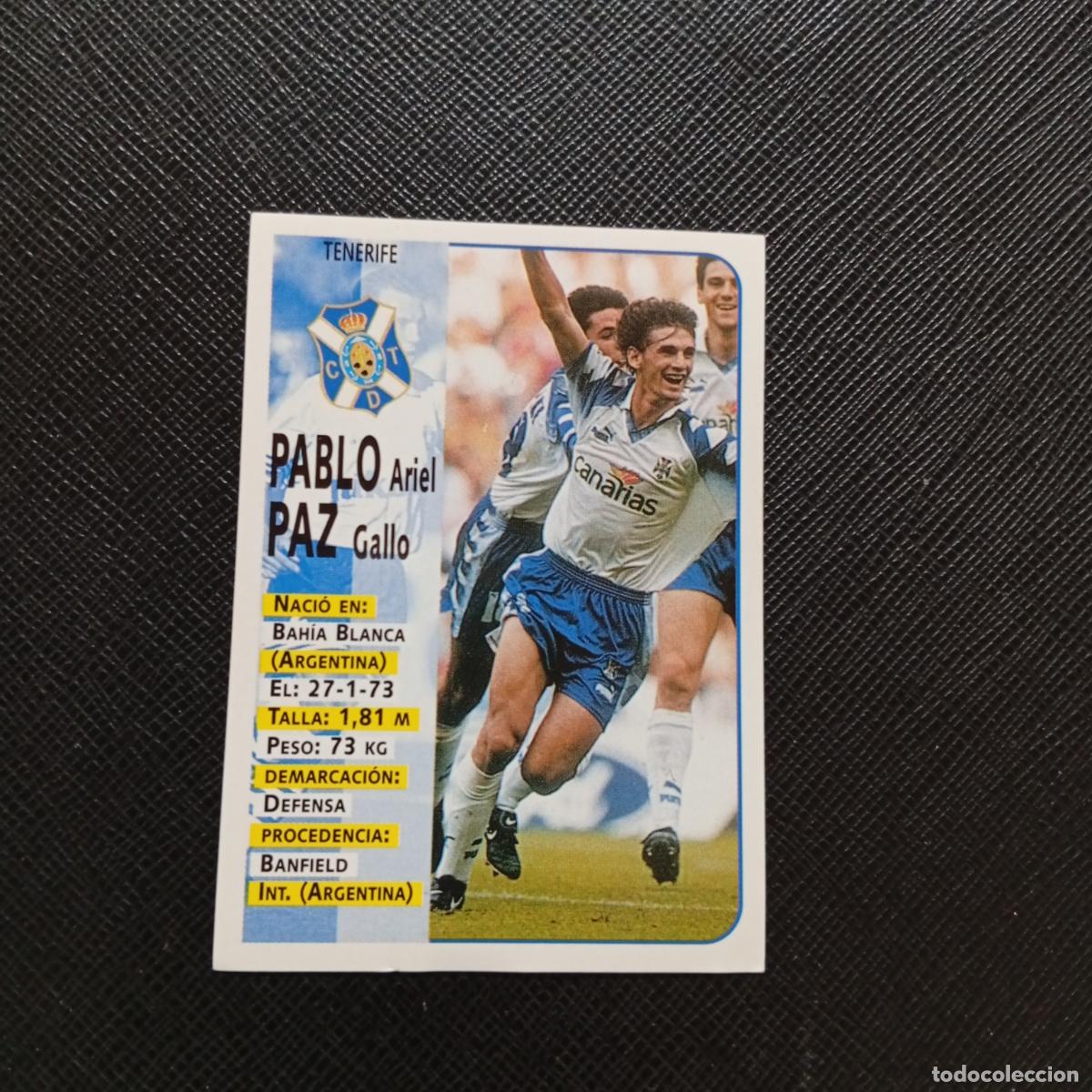 Fu&szlig;ball-Sticker: 298 PABLO PAZ TENERIFE PANINI 1998 1999 FUTBOL CROMO 98 99 - SIN PEGAR - A115 PG118