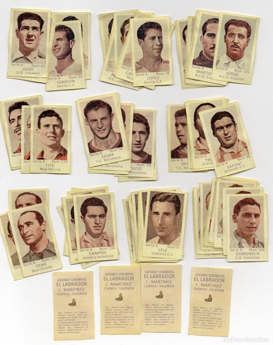 Cromos de F&uacute;tbol: 86 cromos de 1944, de azafranes EL LABRADOR, no hay repetidos.
