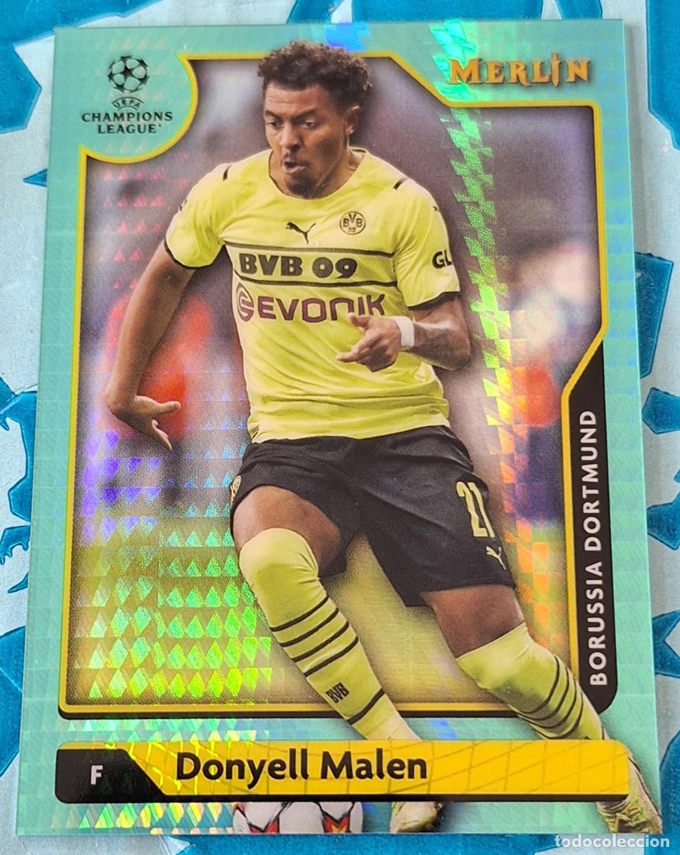 Cromos de F&uacute;tbol: Donyell Malen Borussia Dortmund Topps Merlin Soccer #86 Aqua Prism