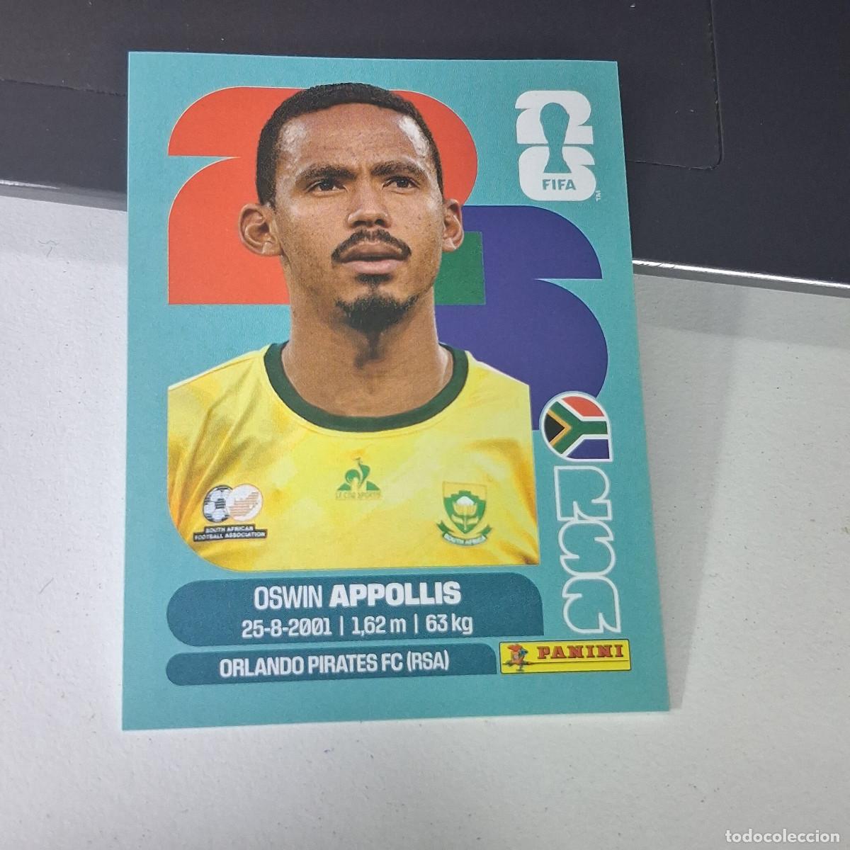 Cartes &agrave; collectionner de Football: B22 RSA20 OSWIN APPOLLIS 20 SUD&Aacute;FRICA RSA SOUTH AFRIKA MUNDIAL FIFA WORLD CUP 2026 STICKER PANINI
